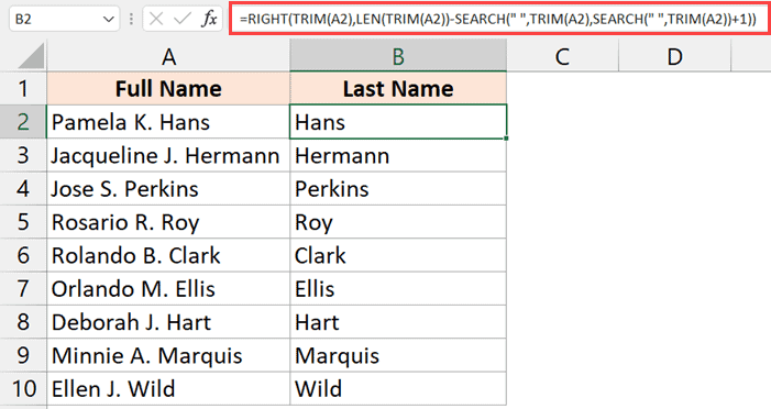 5 Easy Ways to Extract Last Names in Excel