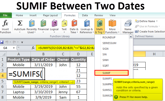 5 Ways to Use SUMIF Between Dates in Excel